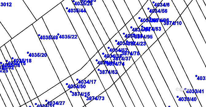 Parcela st. 4034/18 v KÚ Kožušice, Katastrální mapa