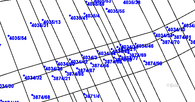 Parcela st. 4034/44 v KÚ Kožušice, Katastrální mapa