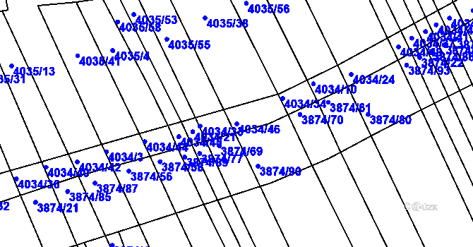 Parcela st. 4034/46 v KÚ Kožušice, Katastrální mapa