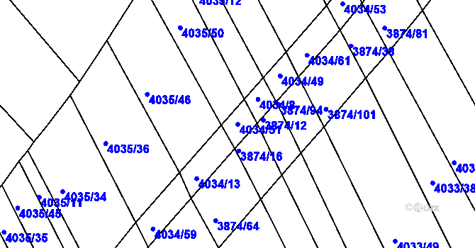 Parcela st. 4034/51 v KÚ Kožušice, Katastrální mapa