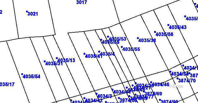 Parcela st. 4035/4 v KÚ Kožušice, Katastrální mapa