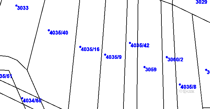 Parcela st. 4035/9 v KÚ Kožušice, Katastrální mapa