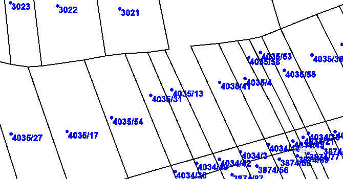 Parcela st. 4035/13 v KÚ Kožušice, Katastrální mapa