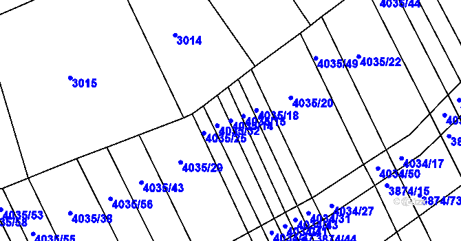Parcela st. 4035/14 v KÚ Kožušice, Katastrální mapa