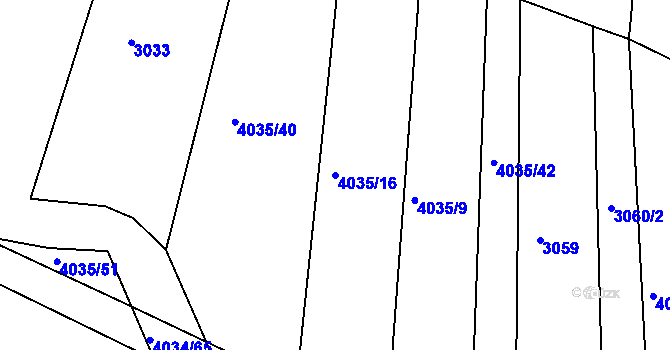 Parcela st. 4035/16 v KÚ Kožušice, Katastrální mapa