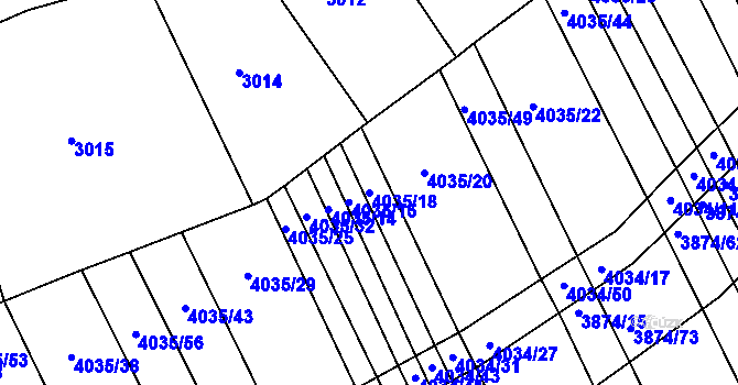 Parcela st. 4035/18 v KÚ Kožušice, Katastrální mapa
