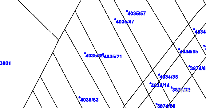 Parcela st. 4035/21 v KÚ Kožušice, Katastrální mapa