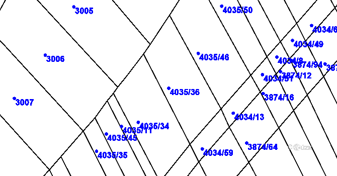 Parcela st. 4035/36 v KÚ Kožušice, Katastrální mapa