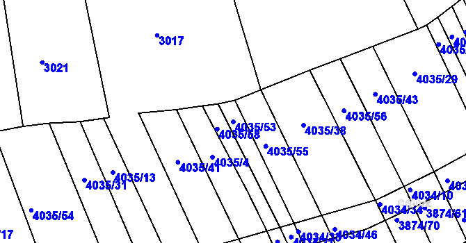 Parcela st. 4035/53 v KÚ Kožušice, Katastrální mapa