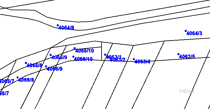 Parcela st. 4063/1 v KÚ Kožušice, Katastrální mapa
