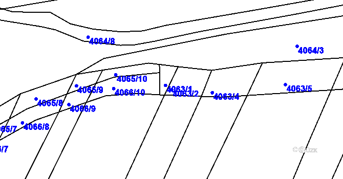 Parcela st. 4063/2 v KÚ Kožušice, Katastrální mapa