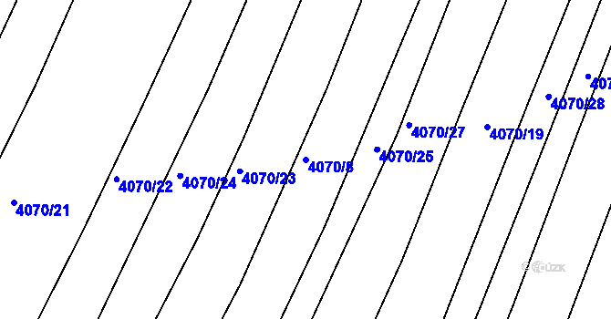 Parcela st. 4070/8 v KÚ Kožušice, Katastrální mapa