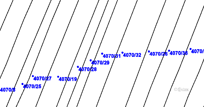 Parcela st. 4070/31 v KÚ Kožušice, Katastrální mapa
