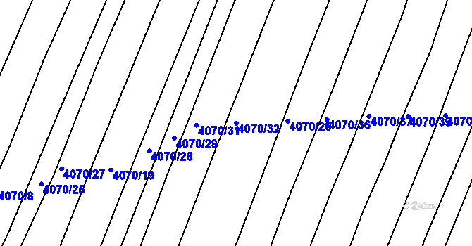 Parcela st. 4070/32 v KÚ Kožušice, Katastrální mapa