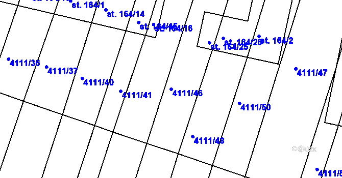 Parcela st. 4111/46 v KÚ Kožušice, Katastrální mapa