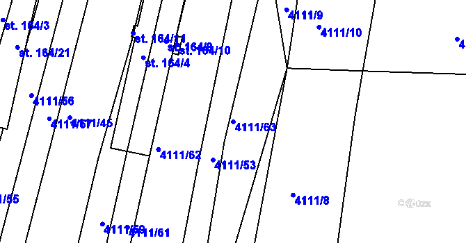 Parcela st. 4111/63 v KÚ Kožušice, Katastrální mapa