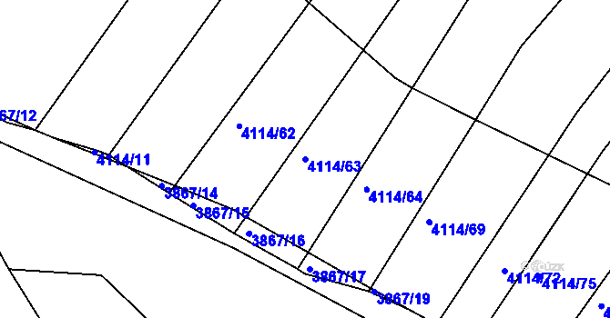 Parcela st. 4114/63 v KÚ Kožušice, Katastrální mapa