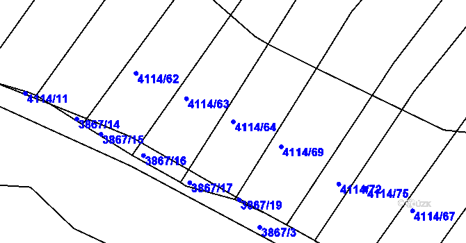 Parcela st. 4114/64 v KÚ Kožušice, Katastrální mapa
