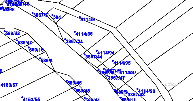 Parcela st. 4114/94 v KÚ Kožušice, Katastrální mapa