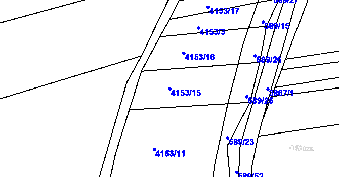 Parcela st. 4153/15 v KÚ Kožušice, Katastrální mapa