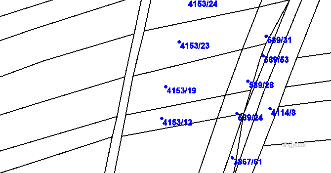 Parcela st. 4153/19 v KÚ Kožušice, Katastrální mapa