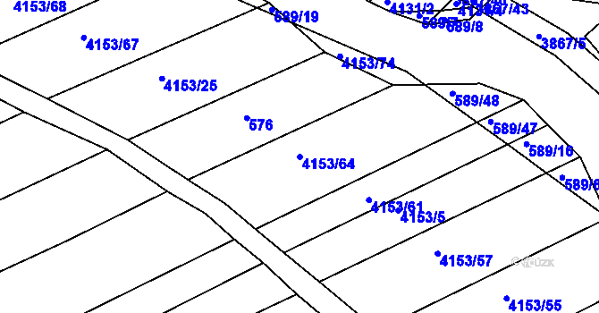 Parcela st. 4153/64 v KÚ Kožušice, Katastrální mapa