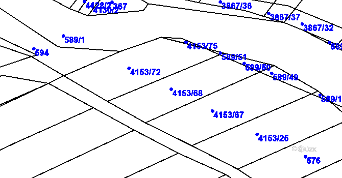 Parcela st. 4153/68 v KÚ Kožušice, Katastrální mapa