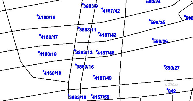 Parcela st. 4157/46 v KÚ Kožušice, Katastrální mapa