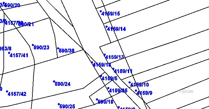 Parcela st. 4159/13 v KÚ Kožušice, Katastrální mapa
