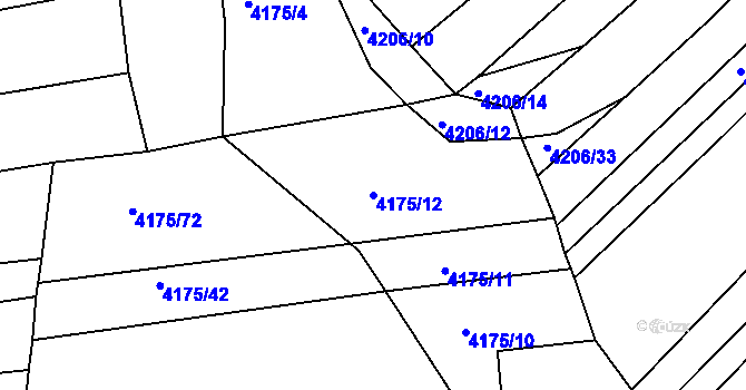 Parcela st. 4175/12 v KÚ Kožušice, Katastrální mapa