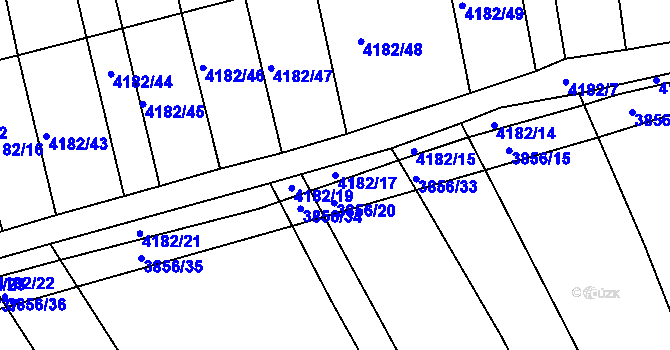 Parcela st. 4182/17 v KÚ Kožušice, Katastrální mapa