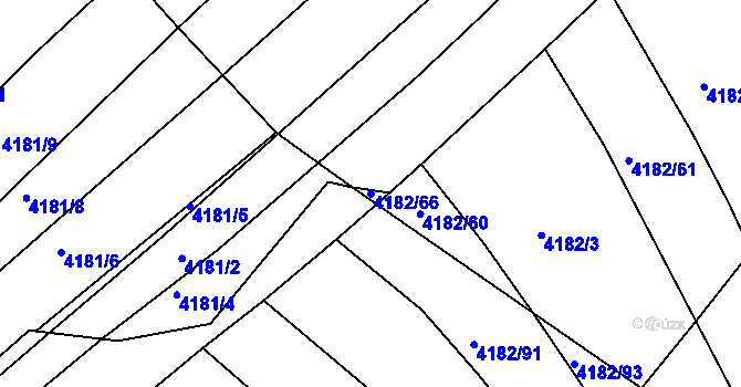 Parcela st. 4182/66 v KÚ Kožušice, Katastrální mapa