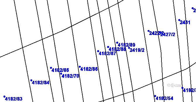 Parcela st. 4182/87 v KÚ Kožušice, Katastrální mapa