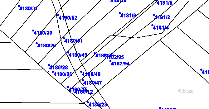 Parcela st. 4182/95 v KÚ Kožušice, Katastrální mapa
