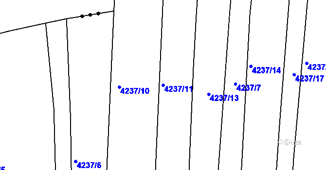 Parcela st. 4237/11 v KÚ Kožušice, Katastrální mapa