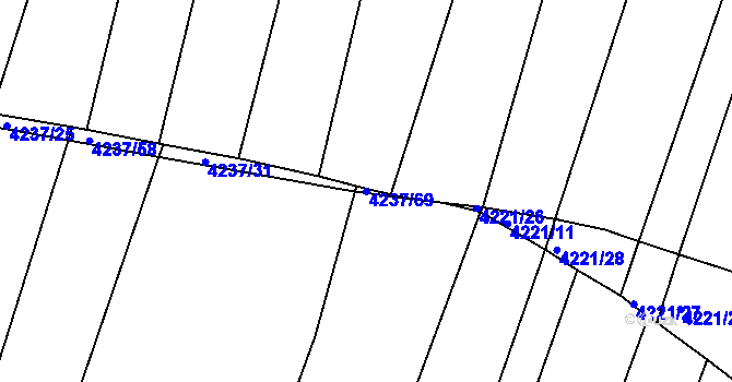 Parcela st. 4237/69 v KÚ Kožušice, Katastrální mapa