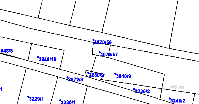 Parcela st. 4070/57 v KÚ Kožušice, Katastrální mapa