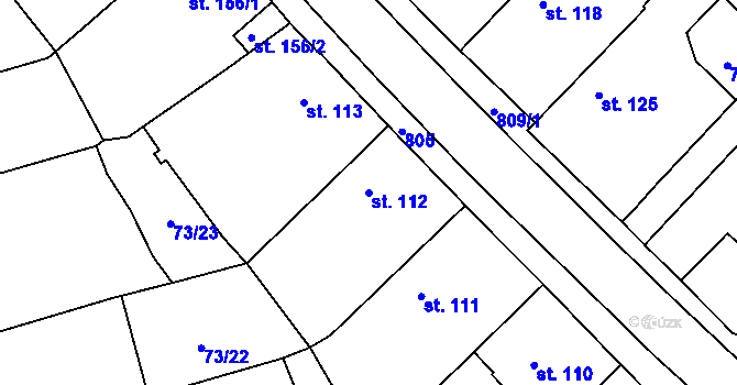 Parcela st. 112 v KÚ Krabčice u Roudnice nad Labem, Katastrální mapa