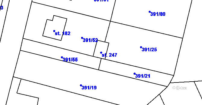 Parcela st. 247 v KÚ Krabčice u Roudnice nad Labem, Katastrální mapa