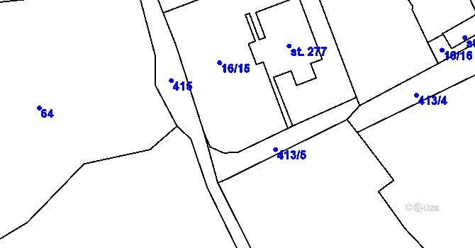 Parcela st. 16/1 v KÚ Krabčice u Roudnice nad Labem, Katastrální mapa