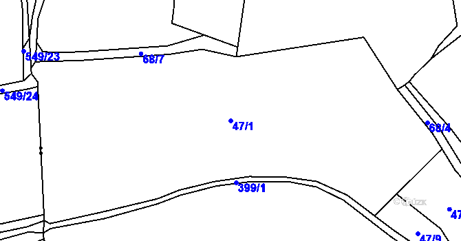 Parcela st. 47/1 v KÚ Krabčice u Roudnice nad Labem, Katastrální mapa