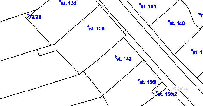 Parcela st. 73/7 v KÚ Krabčice u Roudnice nad Labem, Katastrální mapa