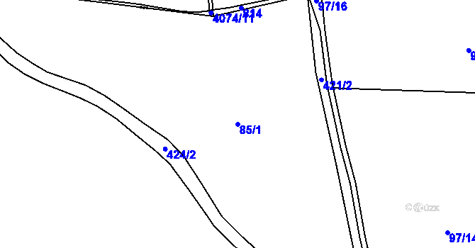 Parcela st. 85/1 v KÚ Krabčice u Roudnice nad Labem, Katastrální mapa