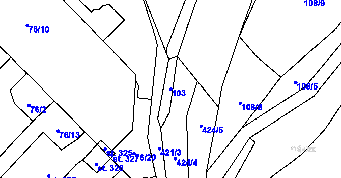Parcela st. 103 v KÚ Krabčice u Roudnice nad Labem, Katastrální mapa