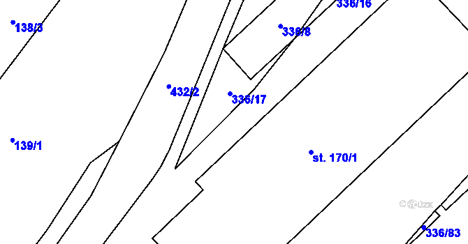 Parcela st. 336/18 v KÚ Krabčice u Roudnice nad Labem, Katastrální mapa