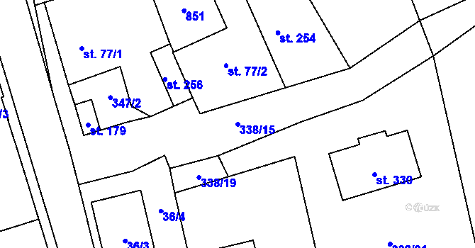 Parcela st. 338/15 v KÚ Krabčice u Roudnice nad Labem, Katastrální mapa