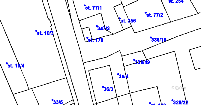 Parcela st. 338/16 v KÚ Krabčice u Roudnice nad Labem, Katastrální mapa