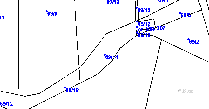 Parcela st. 69/14 v KÚ Krabčice u Roudnice nad Labem, Katastrální mapa