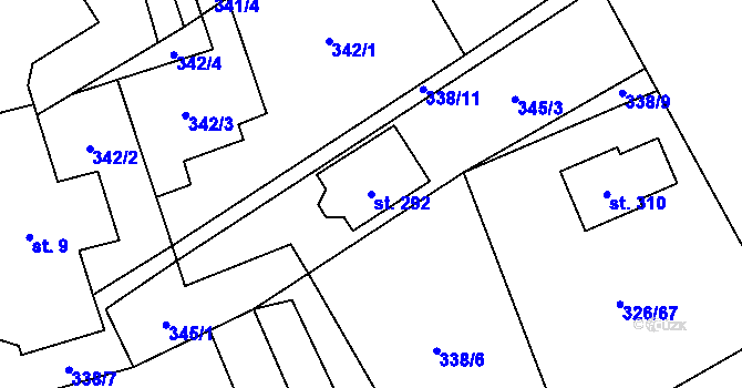 Parcela st. 292 v KÚ Krabčice u Roudnice nad Labem, Katastrální mapa