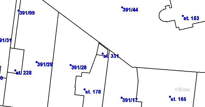 Parcela st. 331 v KÚ Krabčice u Roudnice nad Labem, Katastrální mapa